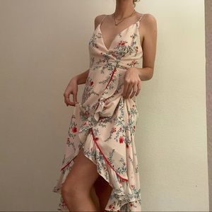 Floral Wrap Midi Dress